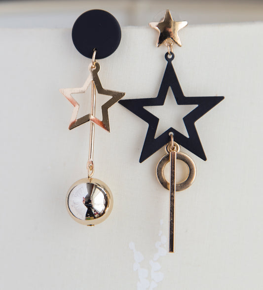 Star boho earrings black